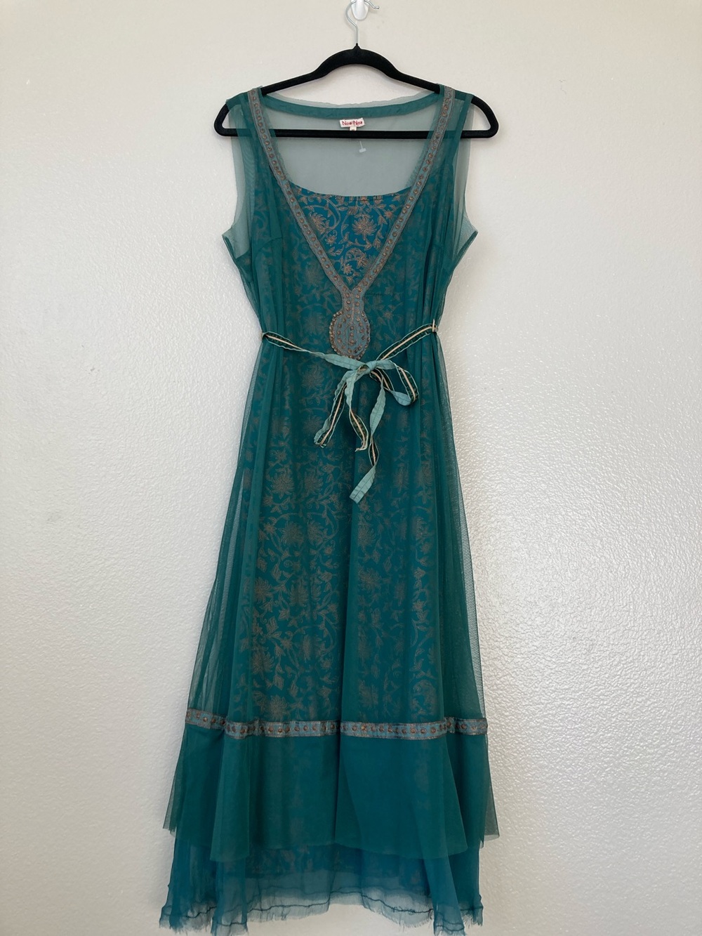 NWOT Noa Noa tulle mesh layered sequin detail 90s vibes boho dress sz XL